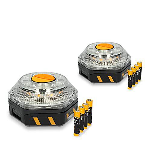 Pack 2 Unidades KSIX Luz de Emergencia V16 para Coche y Moto Homologada por DGT con Linterna Led