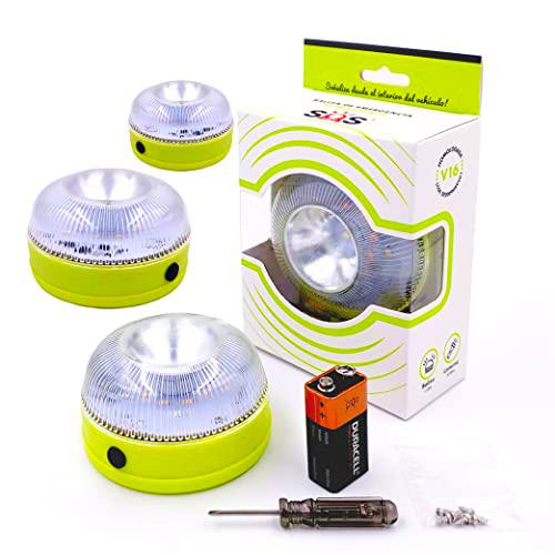 SOS Light Juego de 3 Luz V16 Homologada - Luz Emergencia Coche Homologado Dgt