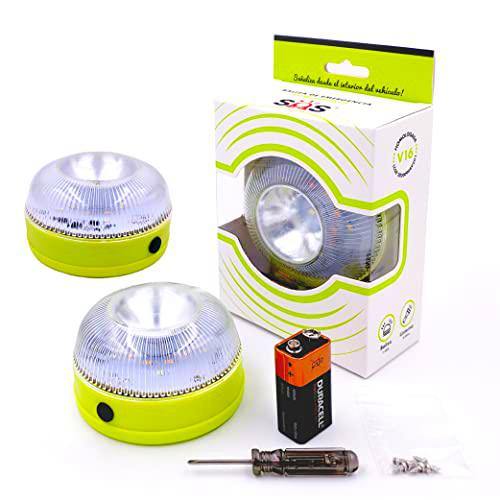 SOS Light Juego de 2 Luz V16 Homologada - Luz Emergencia Coche Homologado Dgt