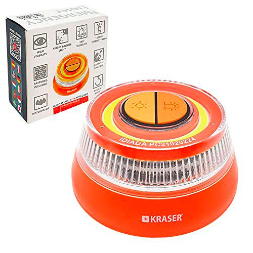 KRASER KR4V16N Luz Holomogada DGT LED Intensidad, Baliza Luminosa de Emergencia Imantada