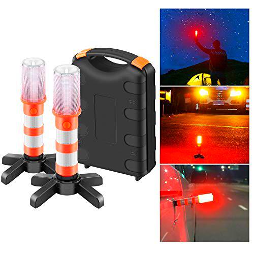 Sunsbell Luz Emergencia Coche, 2 UNIDS Luz de Advertencia de Seguridad Luces Estroboscopicas Kit de Luz Baliza de Advertencia para Advertencias de Tráfico Obstáculos