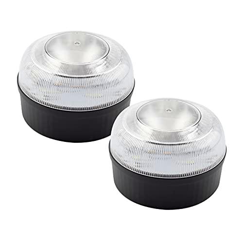 Jocca - Set 2 Luz de Emergencia Coche V16 Homologada DGT | Helpflash | Sustituye a Triángulos | Base Magnética Antideslizante | Baliza Emergencia Coche | 8 Leds de 1W Cada