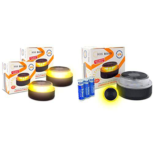 NK SOS Road Baliza luz de Emergencia + SOS Road- Baliza luz de Emergencia | Luz de Emergencia Autónoma | Luz LED | Señal V16 de Preseñalización de Peligro Homologada