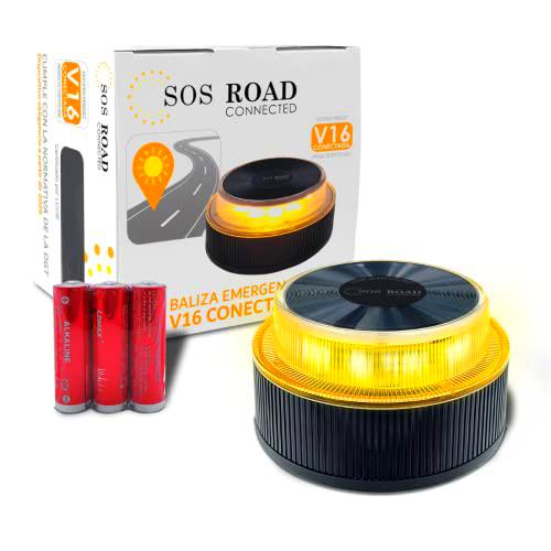 SOS ROAD Connected - Luz de Emergencia con Geolocalización para Coche Homologada DGT 3.0 (Obligatoria)